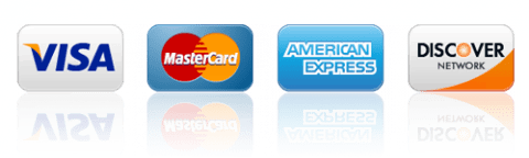 We Accept Visa, Mastercard, AMEX, Discover